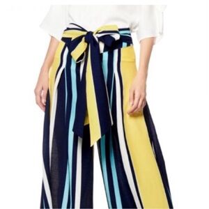 Gracia Women’s Pleated Striped Wide Leg Pants With Tie Belt Size Medium